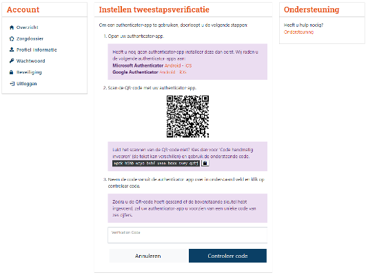 Instellen authenticator app